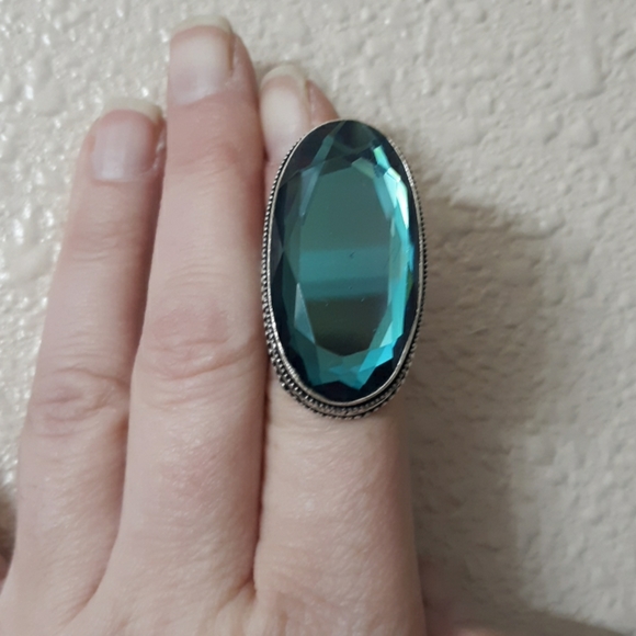 New Stunning Rainbow Mystic Topaz 925 Silver Statement Ring. - Picture 4 of 8